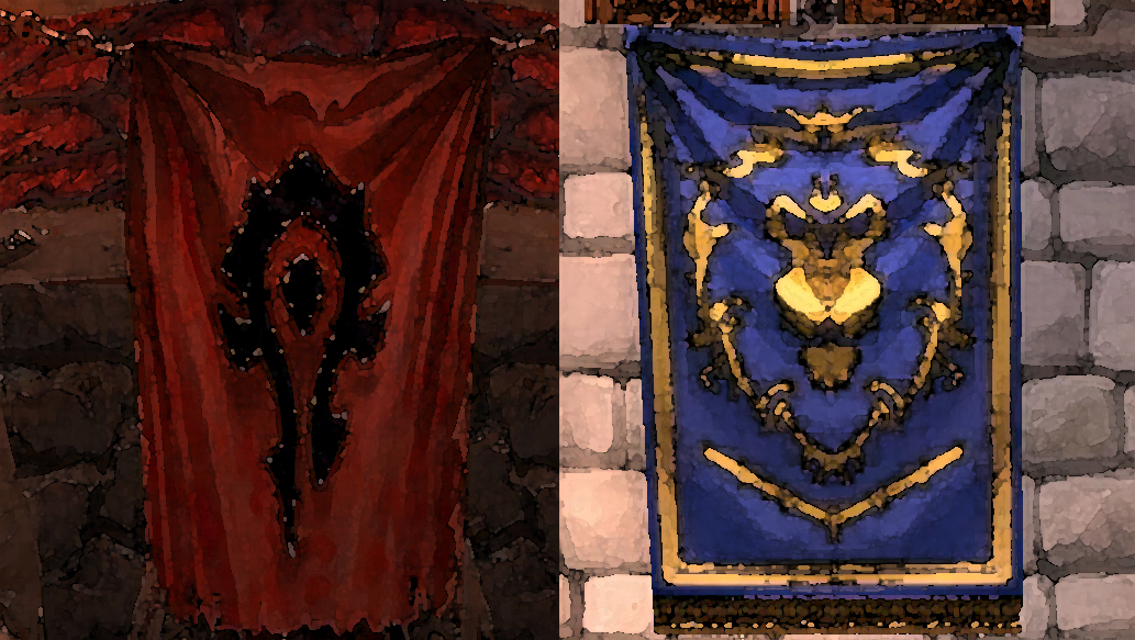 World of Warcraft Horde and Alliance banners